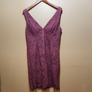 DB Studio Purple Lace Sleeveless Sheath Dress Size 14
